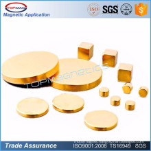 High Quality golden Disc NdFeB Rod Round Magnets Colored N52 speaker magnets